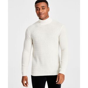 INC International Concepts Men's Cashmere Turtleneck Sweater - Antique White M